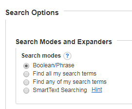 Search Modes and Expanders Screen Shot