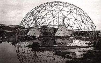 photo of tee-pees and geodesic dome